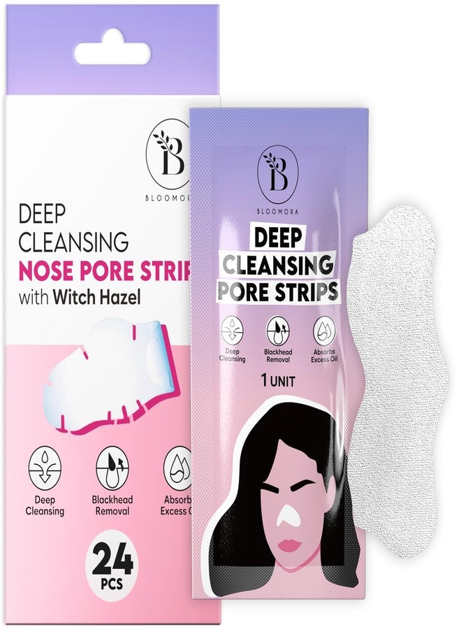 BLOOMORA Nose Pore Strips, Nose Strips Blackhead Remover with Witch Hazel for Deep Cleansing, Pore Cleaner & Whitehead Remover, Skincare For Clearer, Smoother, Radiant Skin (24 pc) - Image 1